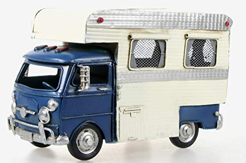 Lenzbach Wohnmobil blau aus Metall 26 cm mit Spardose Camper Auto Oldtimer Nostalgie Wohnwagen Camping Caravan Sparbüchse