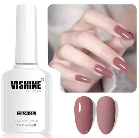 Vishine Mauve Pink Gel-Nagellack, semi-permanent, 1 Stück 16 ml, Soak-Off, UV, LED, Nagellack, Gel für DIY Nail Art & Home Manicure, Farbe L343 Rosa/Süßes Mauve