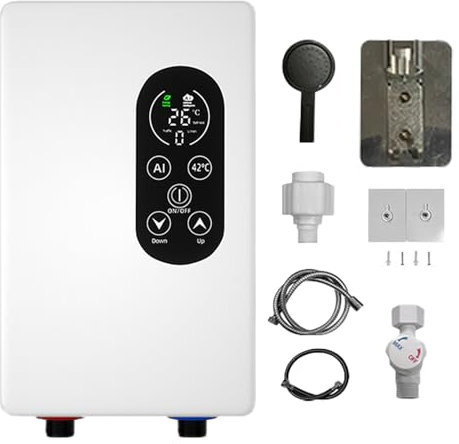 Electric Tankless Water Heater, 35KW Shower Water Heater, Mini Water Heater, Electric Hot Water Heater For Sink, Overheating Protection, Instantaneous Water Heater Tap Hose for RV Kitchen Bathroom