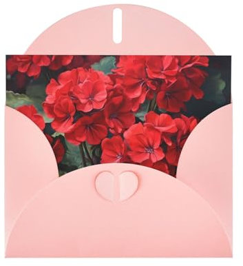 Pink ATTBBH Grußkarte mit roten Geranien für Weihnachten, Geburtstage und besondere Anlässe