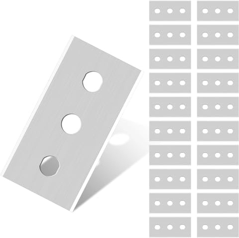 Flintronic 20 Stück Keramikfeldschaber Ersatzklingen,Schaber Klingen | Schaberklingen Edelstahl, Rasierklingen Zeranfeldkratzer, Keramikfeld,Herdschaber für Kochfeld, Backofen(43 * 22mm)