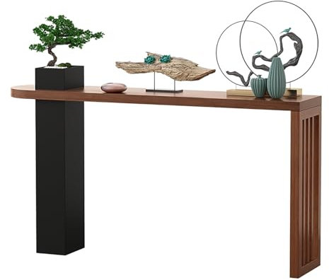 Consola de sofá Industrial para Entrada, Moderna, de Madera, para TV detrás del sofá, fácil de Montar (Color Nogal)