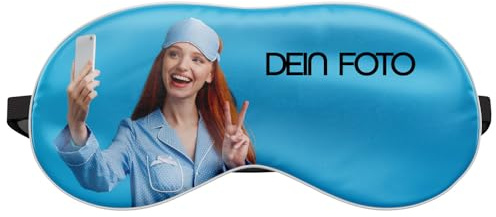 Personalisierte Augenmaske mit Foto Fotogeschenk Lustige Reise Schlafmaske für Frauen Männer mit eigenem Wunschmotiv zum Relax Augen Abdeckung individuell bedruckt weiche Satinbindung [042]