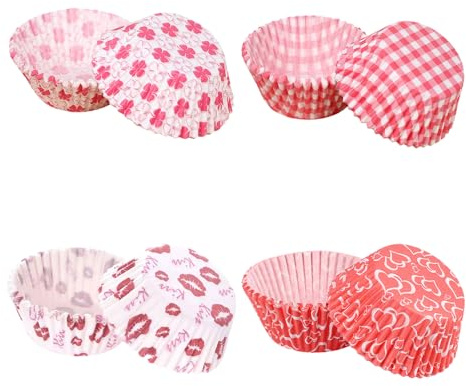 Cupcake Cases, 400 Pcs Pink Muffin Cases for Baking, Cup Cake Cases for Baking Wedding Birthday Party Liners Cases - 4 Styles