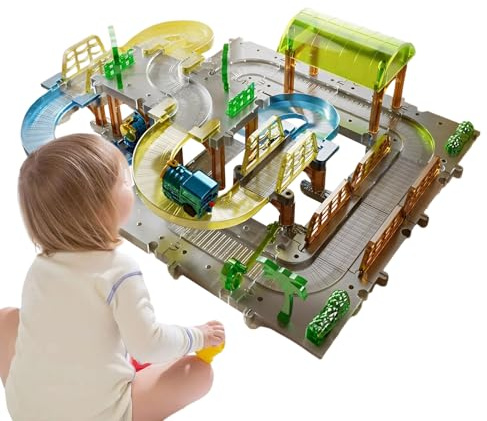 TocaFeank Toddler Zug Set,Elektrisches Eisenbahn Schienenset | Lernspielzeug Für Innenaktivitäten Draußenspiel Stadt Bauernhof Geschenk Weihnachten