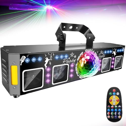 Projecteur disco 6-en-1 avec activation sonore et contrôle DMX, stroboscope UV RVB pour DJ, club, bar, scène