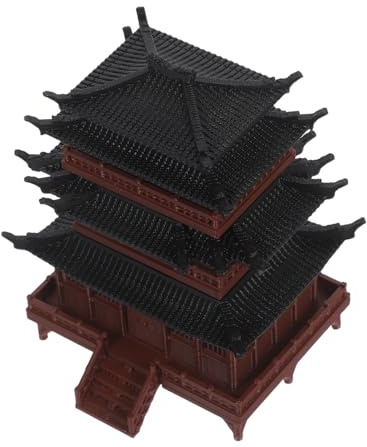 Toddmomy Miniature Pavillon Jardin Zen Imprimé Modèle Bâtiment Ancien Chinois Décoration Micro Paysage Bonsai Ornamental Vintage