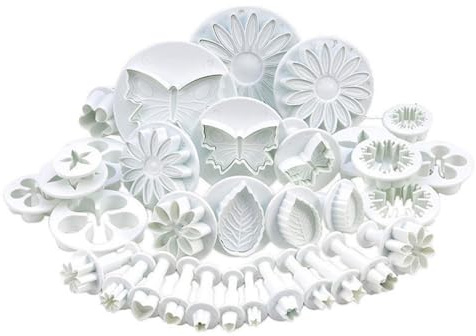 33pcs Herramientas de fondant Moldes de fondant de grado para la decoración de pasteles Flower Butterfly Heart Forma Mini Cookie Cutter para molde de bricolaje, cortador, kit de decoración de pastele