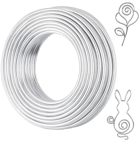 Basteldraht 3mm x 20m, Basteldraht Dünn, Silberdraht Zum Basteln, Basteldraht SilberFür Schmuckherstellung, Dünner Draht, Silberdraht, Aluminiumdraht Für DIY-Projekte, Blumendekoration Und Skulpturen