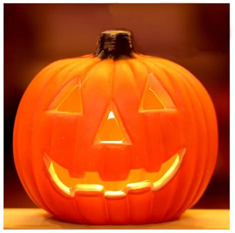 Halloween Deko LED Kürbis, Harz Herbst Deko Kürbis Laterne Licht, Halloween-Deko Outdoor Kürbis Lichter,Kürbis mit Grusel-Fratze,Leuchtende Kürbis Batteriebetrieben für Party Outdoor,Indoor (A)