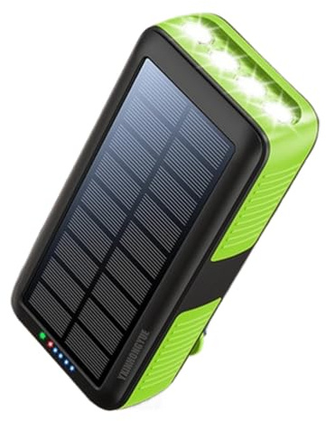 YXINHONGYUE Power Bank Solare Impermeabile 30000Mah con Porta di Ricarica USB Manovella Torcia a LED Luce di Emergenza SOS Facile da trasportare Adatto per campeggiatori ed escursionisti