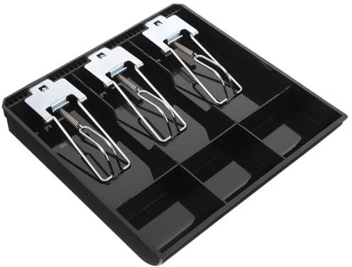 OATIPHO Vassoio per Contanti Cassiere 3 Scomparti Banconote e 3 Monete, Inserto per Cassetto Cassa in Plastica e Metallo Resistente, Portaoggetti per Denaro per Negozi, Supermercati