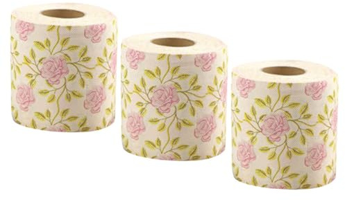 VILLFUL Carta Igienica Decorata Stampa a Fiori di Rosa, 3 Pezzi in Pasta di Bambù, Morbida e Creativa, la Stagione delle Feste