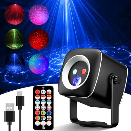 Discokugel mit Musikgesteuert, Discolicht Partylicht 60 Muster, Disco Licht mit Fernbedienung, 2M USB, DJ Strobe-Effekt für Home Geburtstag KTV Party Halloween Weihnachten
