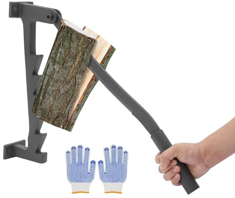Fendeur de bûches manuel, fendeur de bois sûr avec mécanisme à levier, pas d'alimentation électrique nécessaire pour cheminée, foyer et camping, gants et anneau de sécurité inclus