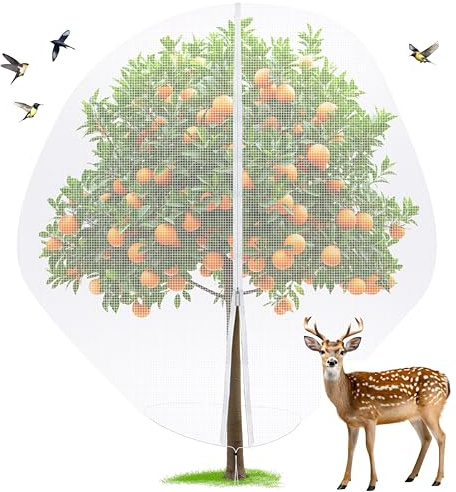 Esshogo 1 rete di protezione per alberi da frutto, 3 x 3 m | Rete anti-uccelli e insetti con cerniera e cordino, rete di protezione per alberi da frutto e piante