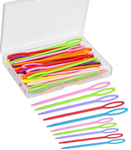 100 Aiguilles Plastique Couture 7cm 9cm Multicolore Sans Danger | Materiau solide inoffensif, tailles 7cm et 9cm, pointe arrondie sure, couleurs variees, ideal jeunes debutants