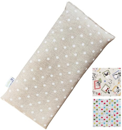 Saco de Semillas Termico 30x15 cm – Saquito Térmico Cervical con Lavanda – Bolsa Térmica de Calor y Frío – Bolsa de semillas Calor Microondas - Almohadilla Alivio Dolor Menstrual (LUNARES)
