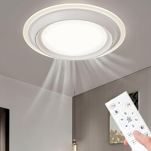 Ventilatore da Soffitto con Luce 60W, Ventilatore da Soffitto Senza Pale da 20 Pollici con Telecomando e 6 Velocità - LED Dimmerabile da 4800LM, Motore DC Reversibile Silenzioso per Camera da Frosted