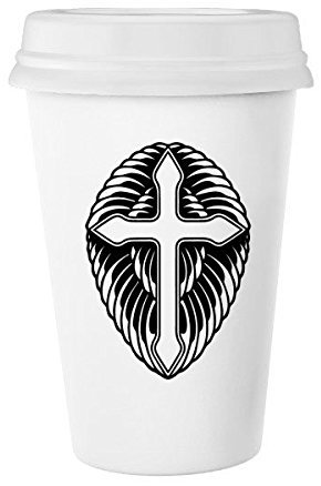 Religion Kultur Christentum Belief Kirche schwarz Heiligen Kreuz Design Art Illustration Muster Classic Tasse Weiß Keramik Keramik Tasse Kaffee Milch Tasse 350 ml