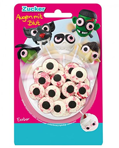 Horror-Shop 25 g Essbare Zuckeraugen mit Blut als Dekoration für Cake Pops & Muffins