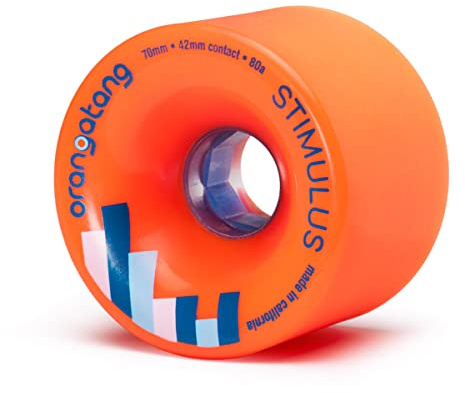 Orangatang Stimulus 70 mm 80a Freeride Longboard Skateboard Wheels w/Loaded Jehu V2 Bearings (Orange, Set of 4)