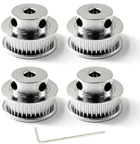 Zahnriemenscheibe, 40 Zähne, 12 mm Bohrung, für 3D-Drucker, CNC, 6 mm Breite, 4 Stück (Schraubenschlüssel enthalten)