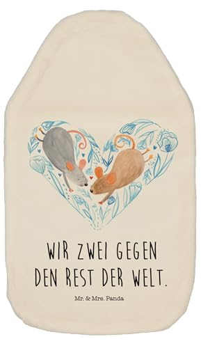 Mr. & Mrs. Panda Wärmflasche Mäuse Herz - Geschenk, Verlobung, Kleine Wärmflasche, Freundin, Freund, Liebesbotschaft, Wärmekissen, Ehefrau,