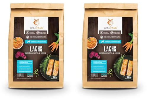 Wildfang® Trockenfutter für Hunde 6kg – Premium Hundetrockenfutter mit Lachs, Getreidefrei & glutenfrei, mit natürlichen Zutaten, ohne Zuckerzusatz, Welpenfutter trocken für Hunde – 2er Pack