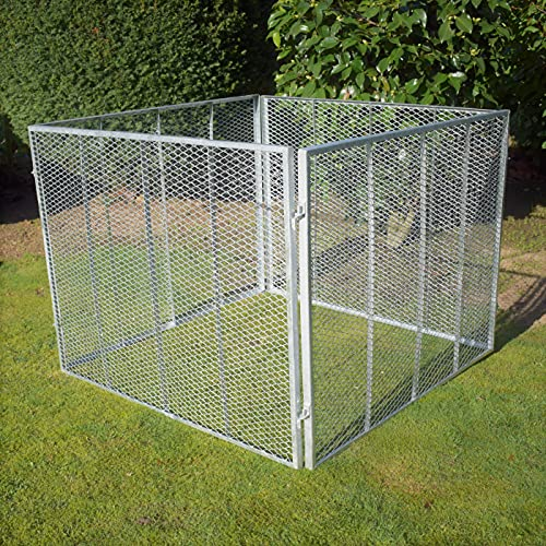 GeZu Impex Compostiera 100 x 100 x 80 cm Zincata a Caldo Contenitore per Compost in Rete Metallica per Esterni