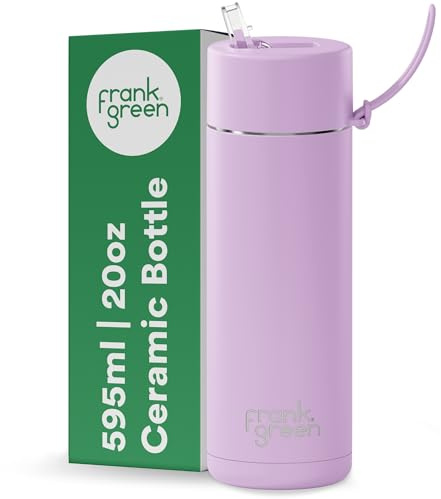 frank green Insulated Water Bottle for Cold Or Hot Drinks - 595ml/20oz Metal Bottle with Straw Lid, Ceramic Insulated, Stainless Steel, Triple Wall Vacuum - Purple Lilac Haze by frank green