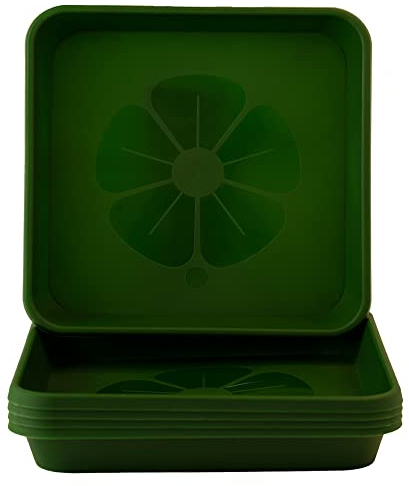 Home Garden Ornaments Soucoupe Pot Fleur 24x24cm Diamètre Vert Profond Lot de 5 - Durable Soucoupe Carrée - Soucoupes pour Pots de Fleurs - Soucoupe Pot de Fleur Interieur (Vert Profond)