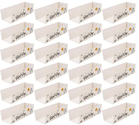 100pcs Hot Dog Trays Disposable Food Tray Snack Containers Box Holders for Parties - White Paper