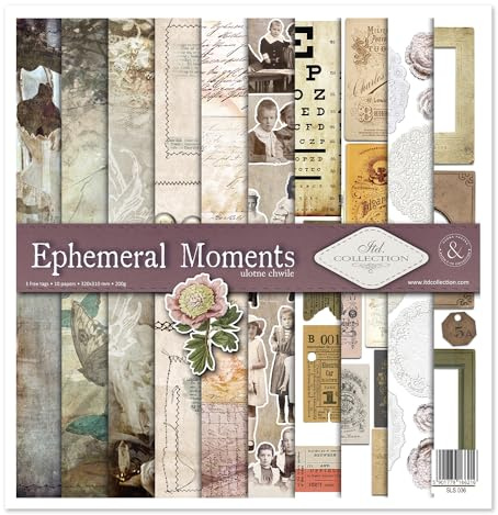 ITD Collection - Scrapbooking-paket 30 x 32 cm, scrapbooking-papper, dekorativt papper, decoupage, korttillverkning, pappersstorlek – 310 x 320 mm (Ephemeral Moments -SLS-036)