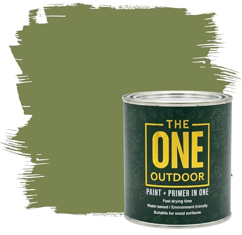 THE ONE Outdoor Paint - Olive, 1 Litre | Durable Exterior Paint for Wood, Metal & Masonry | Weather Resistant Finish