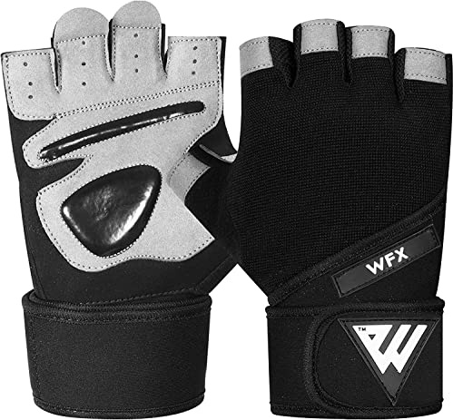 WFX Guanti da palestra per allenamento e sollevamento pesi, per uomo, donna, supporto per il polso, imbottitura extra grip per il palmo della mano, guanti da allenamento, ciclismo.