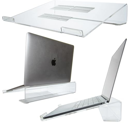 Mammoth DuraClear Acrylic Laptop Stand for Desk - Ergonomic 6.3 CM Elevation Acrylic Laptop Riser for up to 21 Laptops - Organize Work Space with DuraClear Desk Accessories
