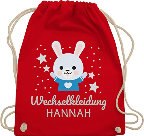 Turnbeutel Rucksack - Kita Beutel Wechselsachen Mädchen - Wechselkleidung Hase - Unisize - Rot - kindergarten wechselbeutel personalisierte kinder beutelrucksäcke jungen kindergartenbeutel