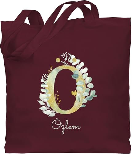 Baumwolltasche - Initialen - Buchstabe Name - Persönliches individuelles Geschenk selbst gestalten bedrucken mit Namen Geschenkidee Geschenk mit Namen - Unisize - Bordeauxrot - namens geschenke