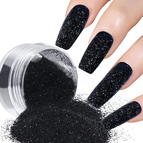 Poudre de paillettes noire, effet sucre chatoyant et brillant French Candy Coat Nails Manucure DIY