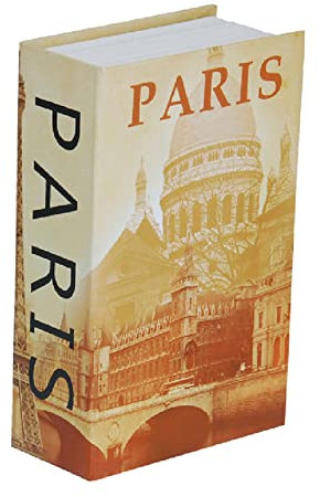 MICEL - 13404 - Caja de Seguridad en Forma de Libro, Seguridad Camuflada, Libro Paris, Apertura con Llave, Color marrón, 155 x 240 x 55 mm