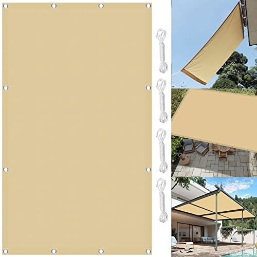 SunSail Wasserdicht Rechteckig 2 x 3 m 98% UV-Schutz Balkonverkleidung Sichtschutz mit Ösen und Befestigungsseile für Balkon Terrasse Garten Outdoor, Sandgelb