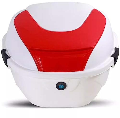 AVIITI Universal Motorcycle Luggage Top Box, Helmet Top Lock Storage Carrier ABS Case, for Motorbike Moped Back Rear Case,Red,37x33x26cm