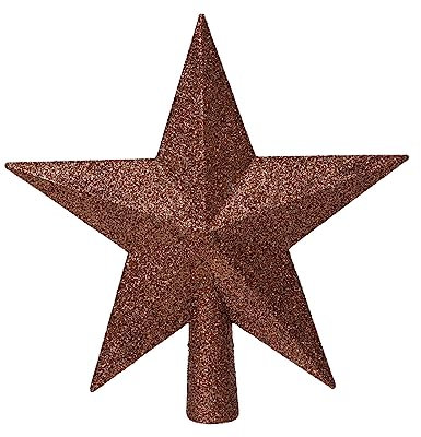 Punta de árbol de Navidad de plástico, 19 cm, estrella con purpurina, color marrón espresso