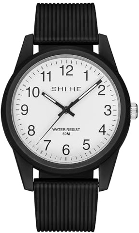 CIVO Damen Uhr Schwarz Armbanduhr: Wasserdicht Analog Silikon Damenuhr Weiß Groß Ziffernblatt Sportuhr