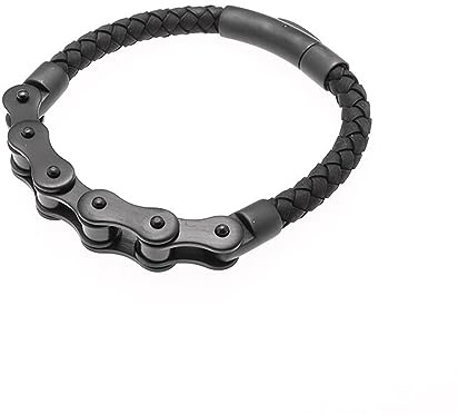 BISONBLUE Armband Herren Armreif Geschenk Armband Fahrradkette Punk Rock Ghost Rider Lederarmband Motorrad
