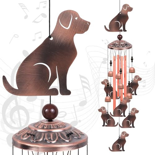 Hunde-Windspiel, Dekoration, Geschenke für Mutter, Haus, Garten, Balkone, Zimmer, Baum, Terrasse, Innen- und Außenbereich, Hundedekoration, Hunde-Windspiel, mit 6 Glocken und 7 Hunden, Windspiel,