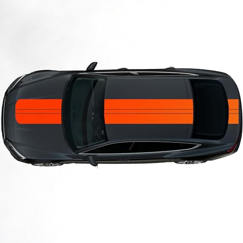 Kiwistar - Autoaufkleber Rallye Streifen - 30 x 400 cm - Neonorange glänzend - selbstklebend - Viperstreifen für Auto, Motorhaube, Karosserie - Tuning Aufkleber Racing Deko