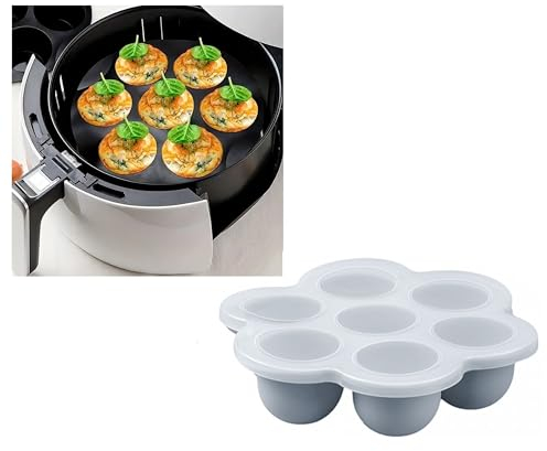 Grey Silicone Air Fryer Egg Bite Mould Mini Muffin Omelette Maker 7 Section 16cm Oven Baking Mould
