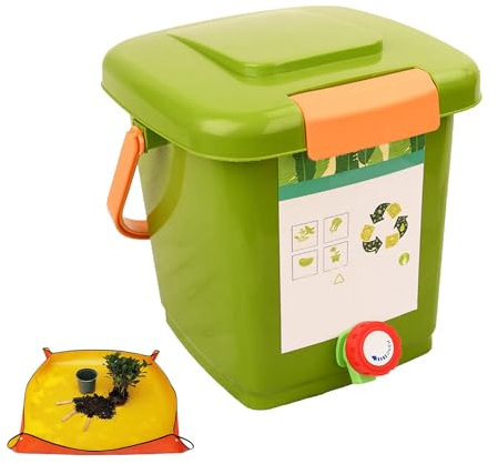 avec Robinet pour Collecter Le Liquide De Compost Poubelles à Compost 8L/10L/15L/20L Recyclage Pratique des Déchets Alimentaires Poubelles à Compost,Style1(8L)-2Set